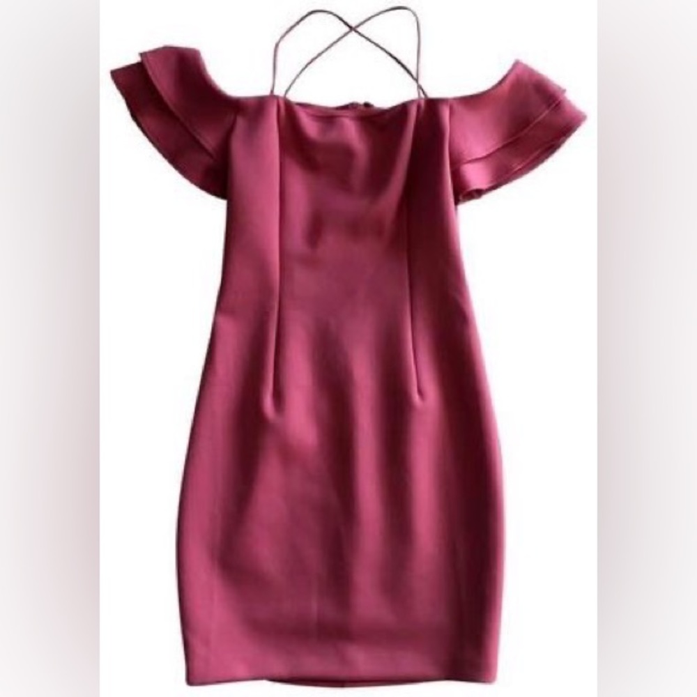 Guess - Pink Womens Off Shoulder Charmaine Delight Ruffle Sleeve Cocktail Dress